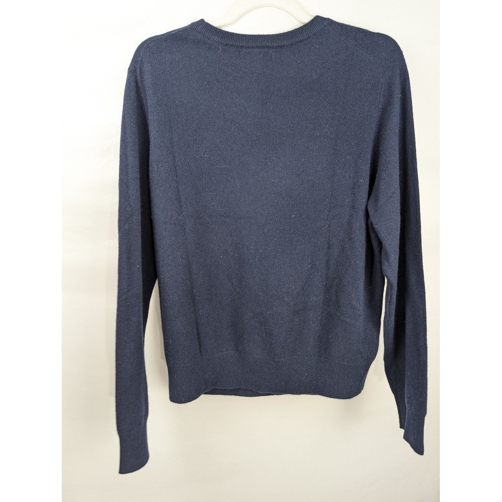 Quince 100% Mongolian Cashmere Crewneck Sweater Size L Navy Blue Quiet Luxury - Picture 7 of 8